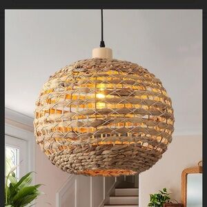 Hand-Woven Rattan Globe Pendant Light